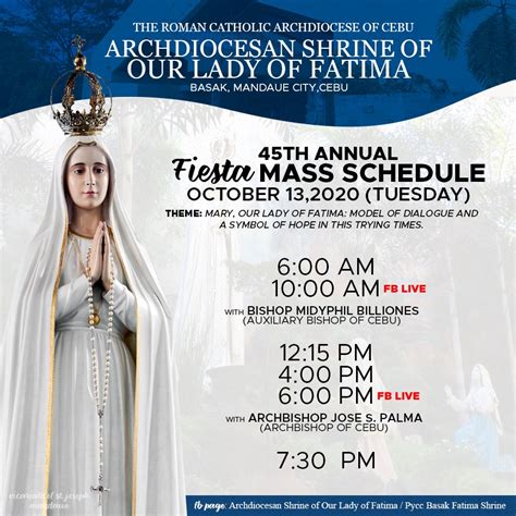 basak fatima mass schedule|45th ANNUAL FIESTA MASS Schedule of .